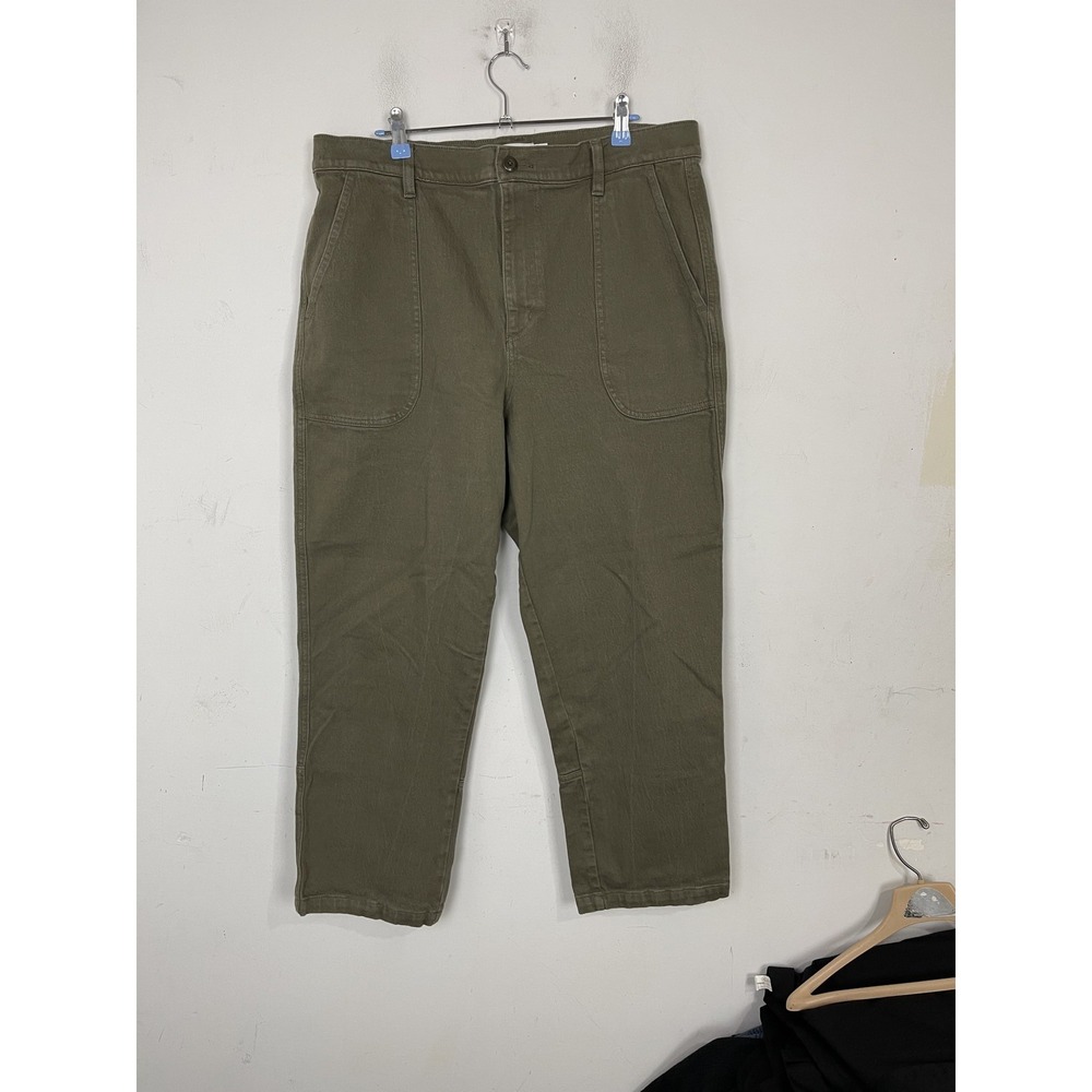 LL Bean Women Pants 18 Olive Green Utility Workwear Fall Canvas Rugged Hiking
